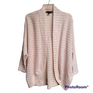 Atmosphere Blush Pink Lightly‎ Sheer Stripe Dolman Sleeve Open Front Cardigan 6